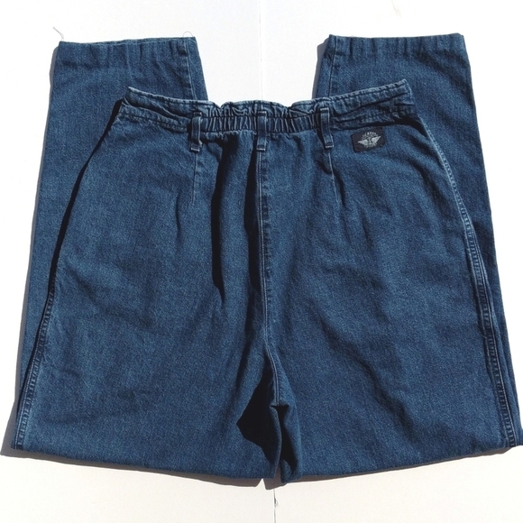 Dockers 90's Vintage Pleated Dark Wash High Rise Tapered Ankle Cut Mom Jeans 12 - Picture 5 of 14